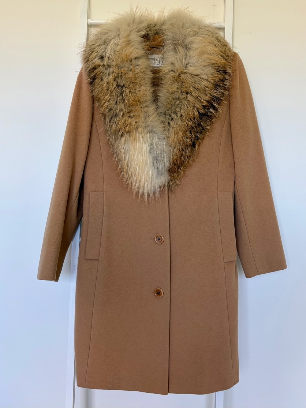 Vintage Saks Fifth Avenue Camel Coat w/ Detachable EGGERT Fox Fur Collar